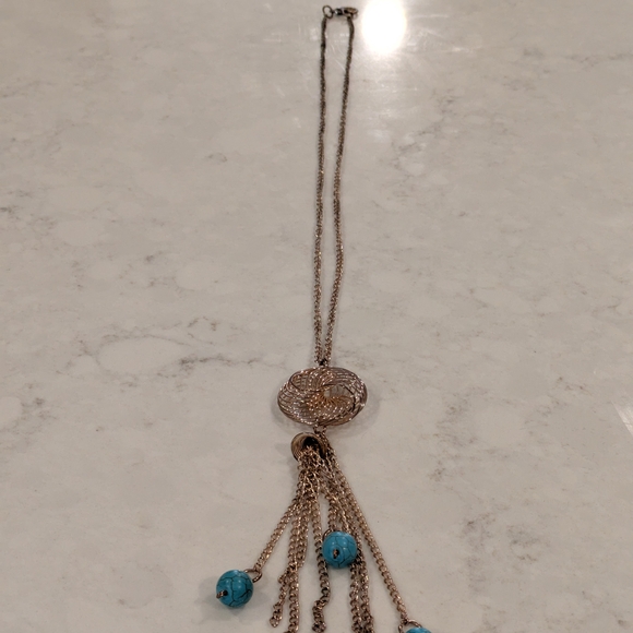 Elegant Gold and Turquoise Pendant Necklace 19" - Picture 1 of 2